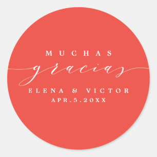 ELEGANT SCRIPT MUCHAS GRACIAS   THANK YOU STICKER