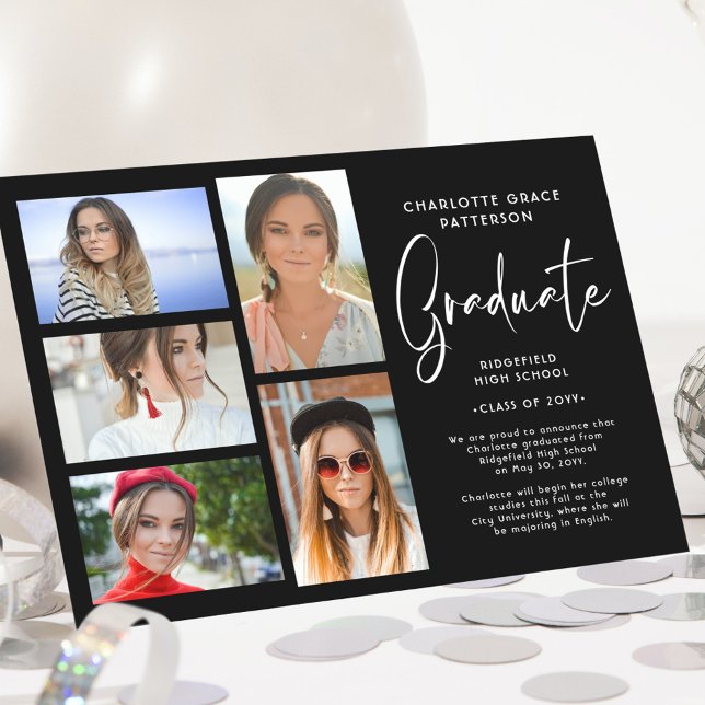 Elegant Script Multi Photo Graduation Announcement (Creator Uploaded)