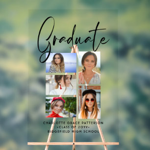 Elegant Script Multi Photo Graduation Graduate Acrylic Sign