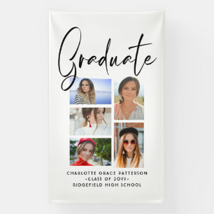 Elegant Script Multi Photo Graduation Graduate Banner