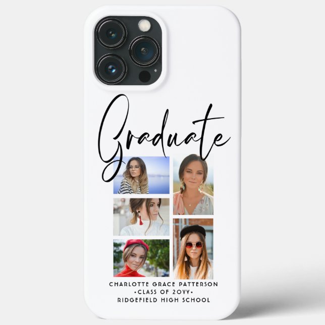 Elegant Script Multi Photo Graduation Graduate Case-Mate iPhone Case (Back)