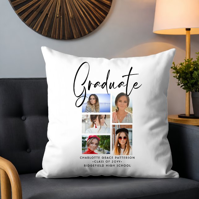 Elegant Script Multi Photo Graduation Graduate Cushion (Creator Uploaded)