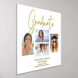 Elegant Script Multi Photo Graduation Graduate Foil Prints