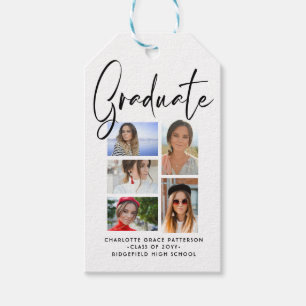 Elegant Script Multi Photo Graduation Graduate Gift Tags