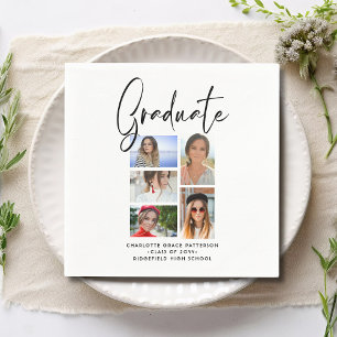 Elegant Script Multi Photo Graduation Graduate Napkin