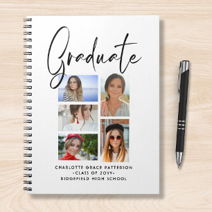 Elegant Script Multi Photo Graduation Graduate Notebook