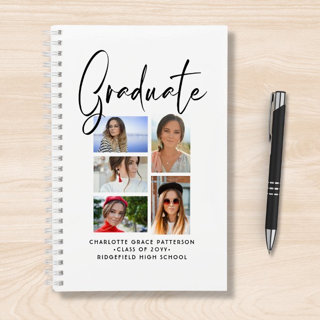 Elegant Script Multi Photo Graduation Graduate Notebook (Creator Uploaded)