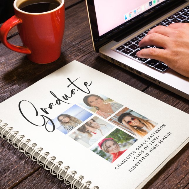 Elegant Script Multi Photo Graduation Graduate Notebook (Creator Uploaded)