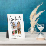 Elegant Script Multi Photo Graduation Graduate Plaque<br><div class="desc">Elegant Script Multi Photo Graduation Graduate Outdoor Plaques and Signs features five of your favourite photos of your college or high school graduate with the swirly modern black calligraphy script overlay "Graduate". Simple,  stylish and classy graduation party decor or graduation keepsake gift. Created by ©Evco Studio www.zazzle.com/store/evcostudio</div>