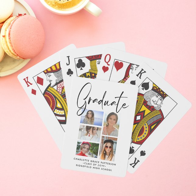 Elegant Script Multi Photo Graduation Graduate Playing Cards (Creator Uploaded)