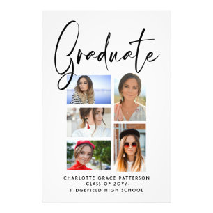Elegant Script Multi Photo Graduation Graduate Print
