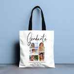 Elegant Script Multi Photo Graduation Graduate Tote Bag<br><div class="desc">Elegant Script Multi Photo Graduation Graduate Tote Bags features five of your favourite photos of your college or high school graduate with the swirly modern black calligraphy script overlay "Graduate". Simple,  stylish and classy. Created by ©Evco Studio www.zazzle.com/store/evcostudio</div>