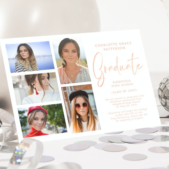 Elegant Script Multi Photo Graduation Party Invitation (Creator Uploaded)