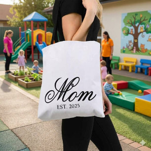 Elegant Script Mum Est Year Custom Gift Tote Bag