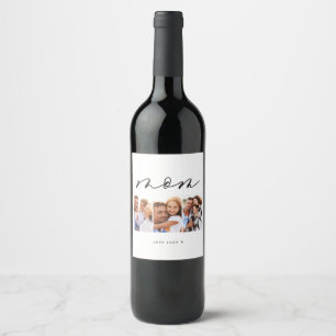 elegant script mum gift wine label