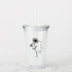 Elegant Script Name April Month Birth Flower Daisy Acrylic Tumbler