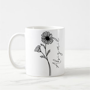 Elegant Script Name April Month Birth Flower Daisy Coffee Mug