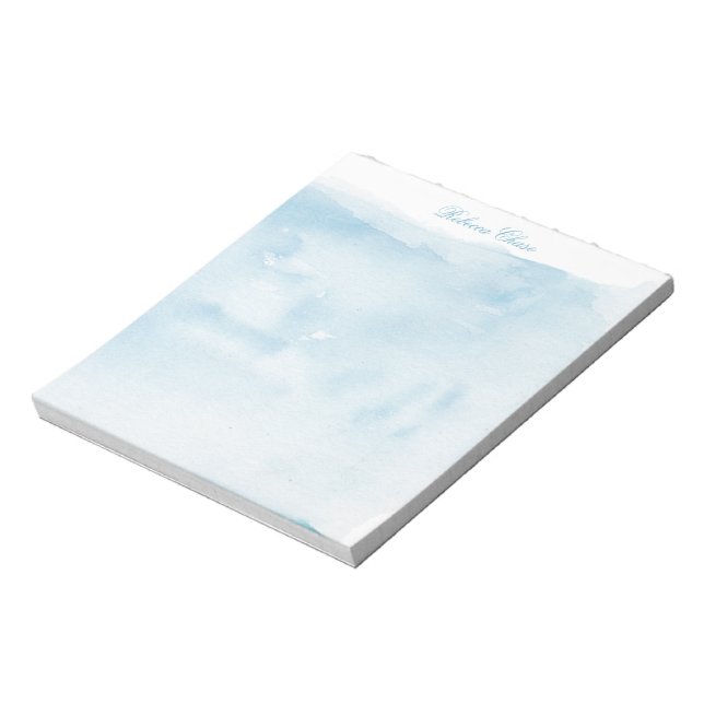 Elegant Script Name Blue Personalised Notepad (Rotated)