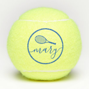 Elegant Script Name Blue Personalised Tennis Balls