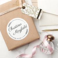 Elegant Script Name Botanical Wreath Business