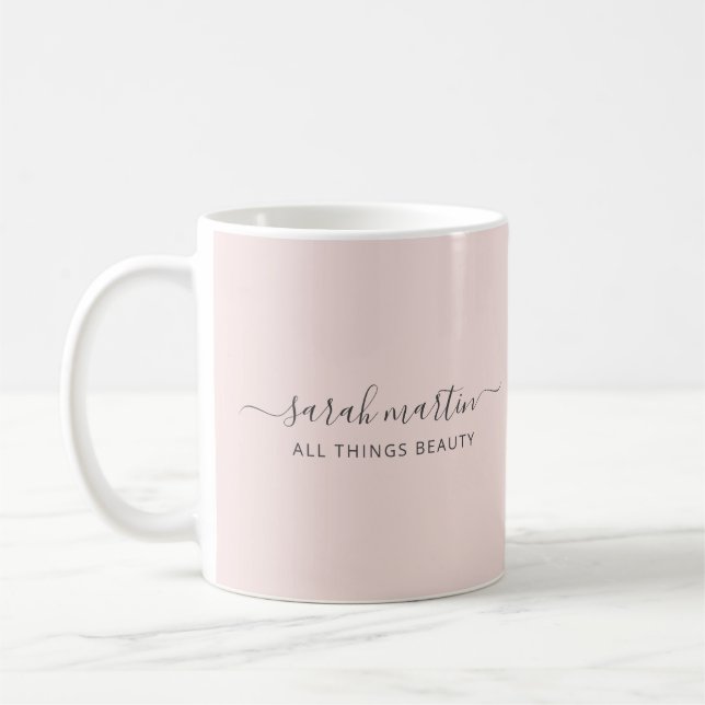 Elegant Script Name Business Blush Pink Coffee Mug (Left)