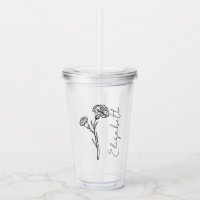 Elegant Script Name Carnation January Birth Flower