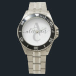 Elegant Script Name Custom Monogram Initial Watch<br><div class="desc">Elegant personalised monogram watch with a modern script. Easily personalise this custom monogram watch with a name and initials online. Create a beautiful personalised gift for your family and friends.</div>