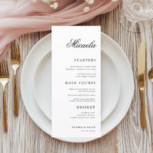 Elegant Script Name Custom Personalised Wedding Menu
