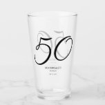 Elegant Script Name Date 50th Birthday Glass<br><div class="desc">Elegant script 50th birthday party drinking glass personalised with the name of the guest of honour and her age.  Contact me for assistance with customisation or to request matching or coordinating products.</div>