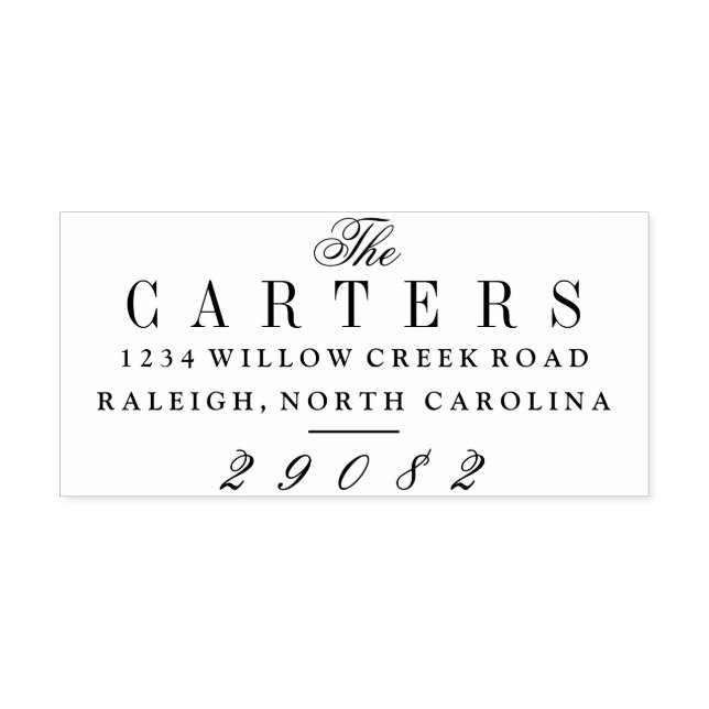 Elegant Script Name Family Return Address Rubber Stamp (Imprint)