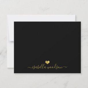 Elegant Script Name Faux Gold Foil Heart Card