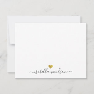 Elegant Script Name Faux Gold Foil Heart Card