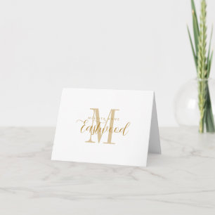 Elegant Script Name Gold Monogram Folded Note Card