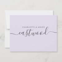 Elegant script Name Lavender Flat Note Card