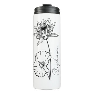 Elegant Script Name Lotus July Birth Month Flower Thermal Tumbler
