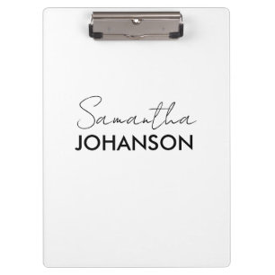 Elegant Script Name Modern Minimalist Clipboard