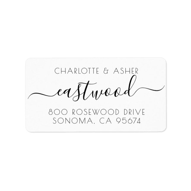 Elegant Script Name Newlywed Couple Return Address Label (Front)