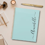 Elegant Script Name Planner<br><div class="desc">Aqua mint green personalised name planner. Please contact me for help with customisation if required.</div>