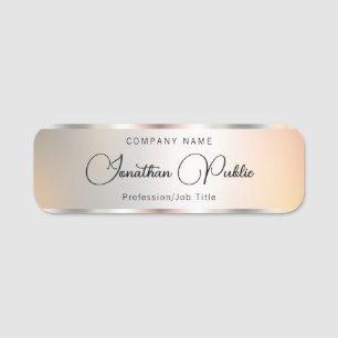 Elegant Script Name Silver Template Calligraphy Name Tag