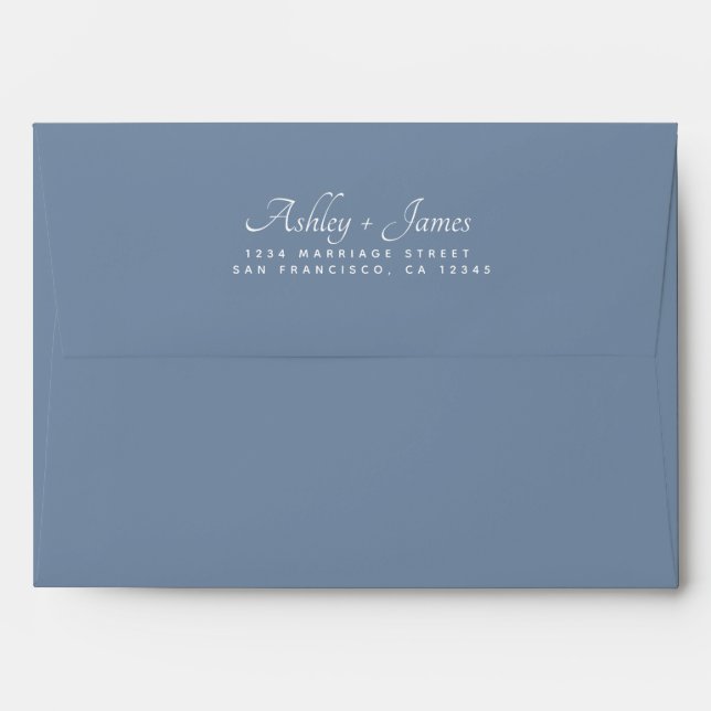 Elegant Script Names  Blue Wedding Return Address  Envelope (Back (Top Flap))