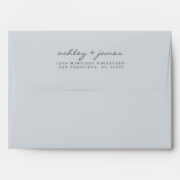 Elegant Script Names Blue Wedding Return Address
