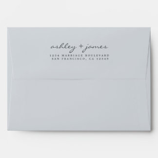 Elegant Script Names Blue Wedding Return Address Envelope