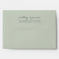 Elegant Script Names Green Wedding Return Address