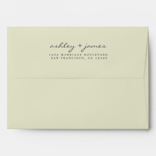 Elegant Script Names Green Wedding Return Address  Envelope