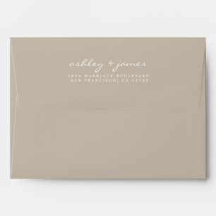 Elegant Script Names Grey Wedding Return Address Envelope