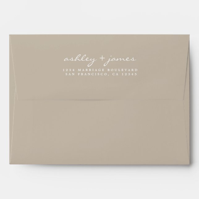 Elegant Script Names Grey Wedding Return Address Envelope (Back (Top Flap))