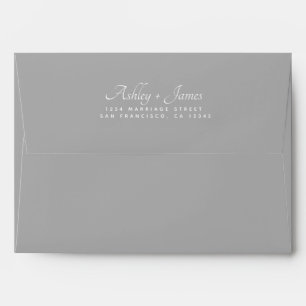 Elegant Script Names Grey Wedding Return Address Envelope
