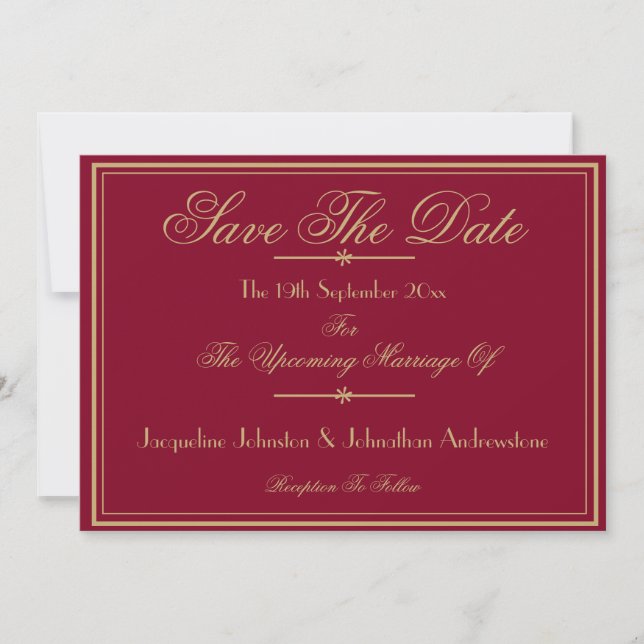 Elegant Script Names Modern Chic Save The Date Announcement (Front)