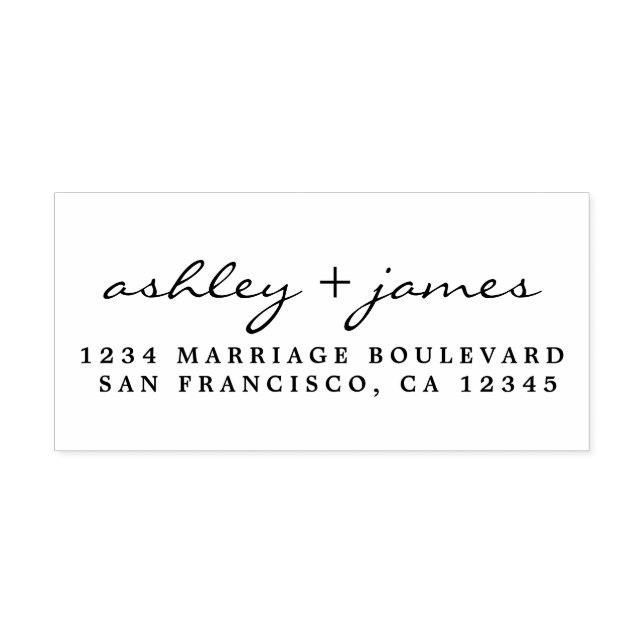 Elegant Script Names Modern Wedding Return Address Rubber Stamp (Imprint)