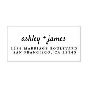 Elegant Script Names Modern Wedding Return Address Rubber Stamp